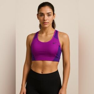 Nike Dri-Fit Sports Bra Magenta Navy Size M 419413-521 Retro Y2K Athletic
